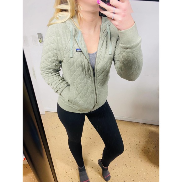Patagonia Tops - Patagonia Sage Green Quilted Zip-Up Sweatshirt